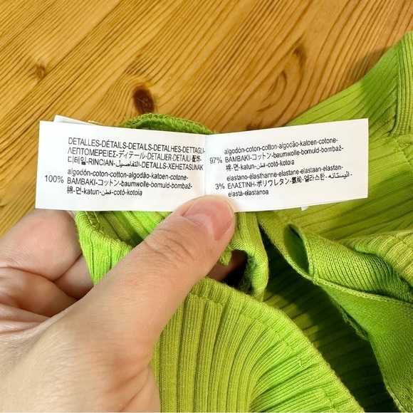 Zara Green Brat Girl Cutout Halter Top Bodysuit Y2K Ribbed Women’s Size Small - Picture 5 of 13